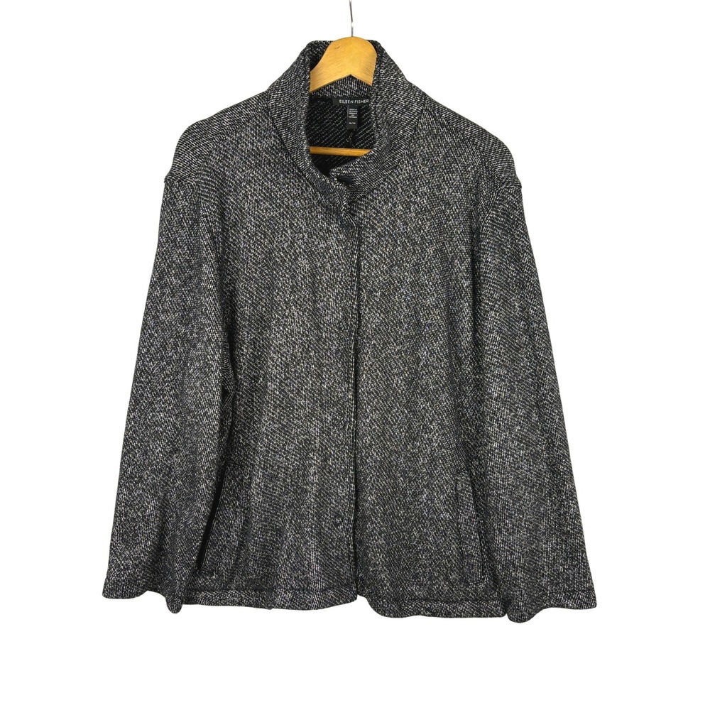 Eileen Fisher Womens Org.Cotton Chunky Knit Jacket XL Lagenlook Neutral Minimal